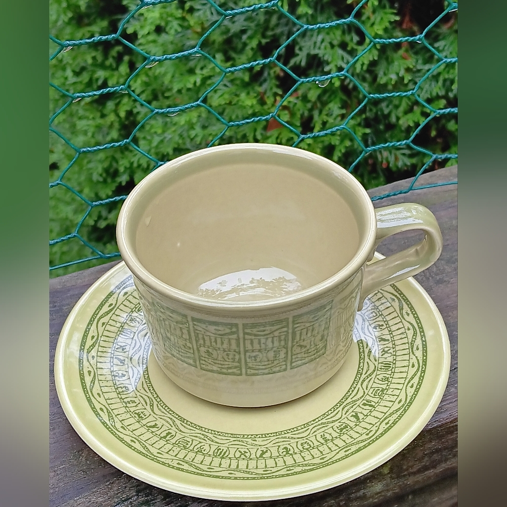 Taylor Smith Taylor Oasis Green Shades of Grandeur Cup & Saucer Made In USA